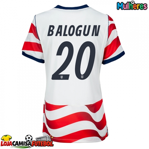 Camisa de Futebol Estados Unidos Folarin Balogun #20 Equipamento Principal Mulheres Mundo 2026 Manga Curta